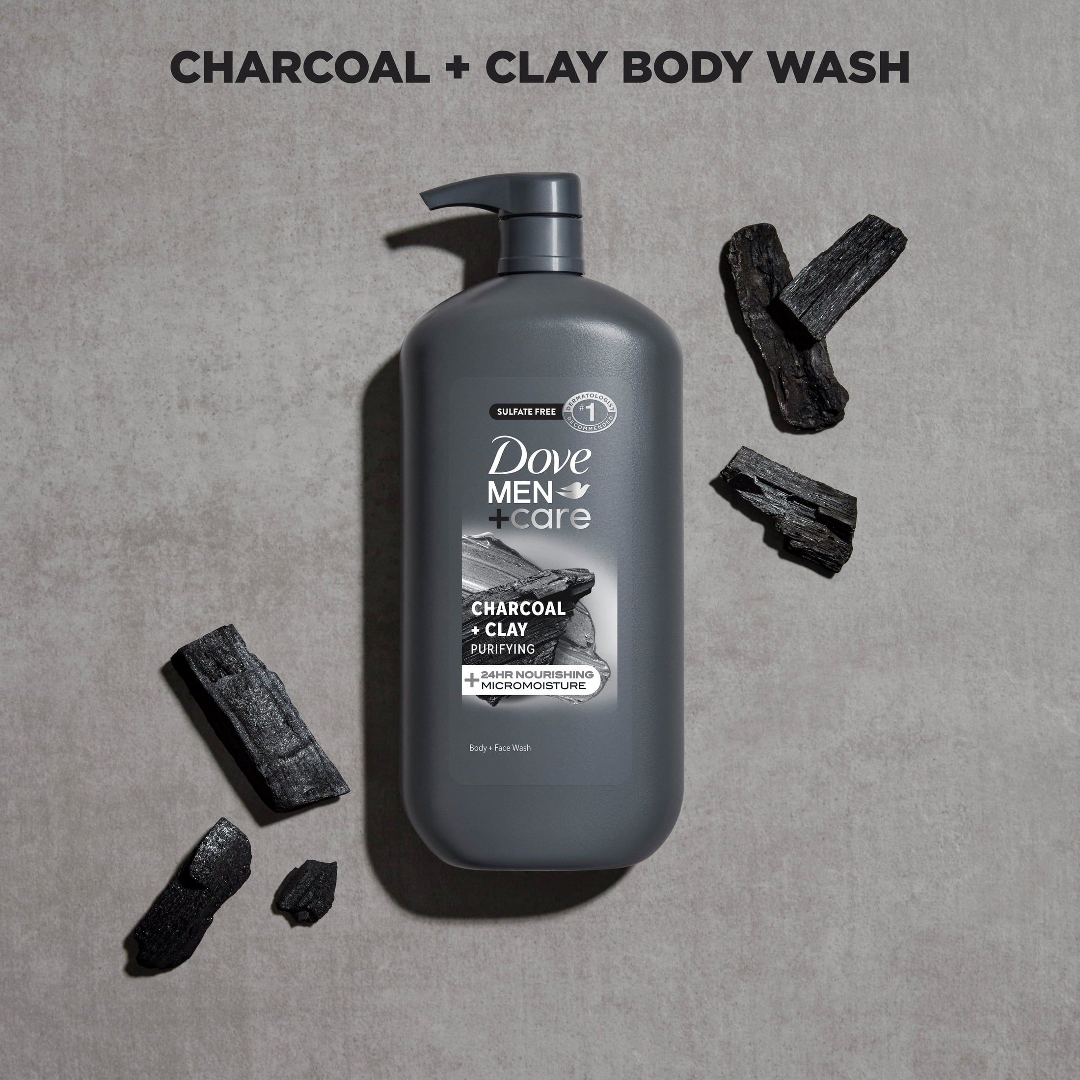 Hydrating Face & Body Wash for Men Charcoal & Clay, 30 oz - Image 3