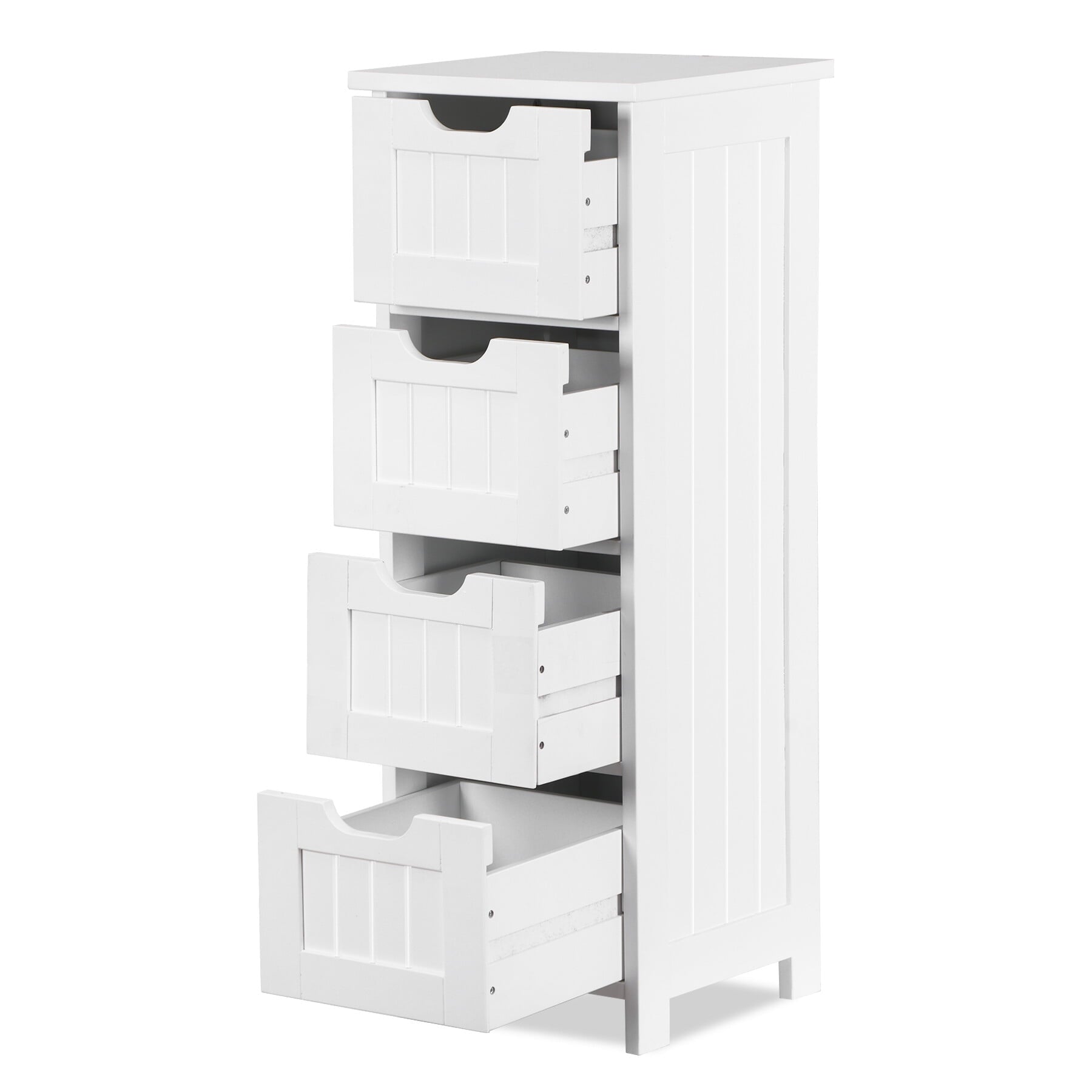 4 Small Bathroom Storage Cabinet Floor Side Cabinet, White - Image 6