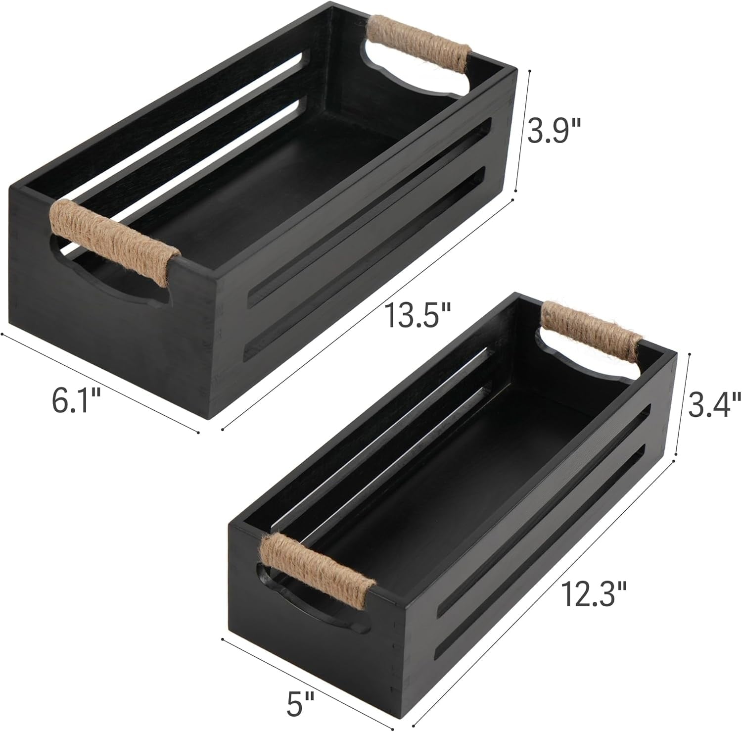 Bathroom Decor Box, 2 Pack Toilet Tank Topper Basket, Wooden Bathroom Basket, Back of Toilet Storage Basket, Black Fa... - Image 3