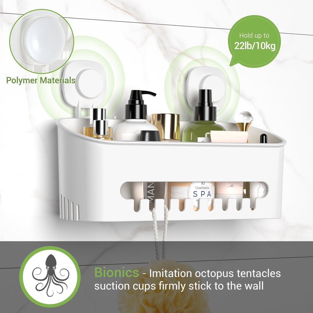 Cup Shower Caddy, No-Drill Removable Shower Organizer with Hook Slots, 22 lbs Heavy Duty Shower Storage, Waterproof S... - Image 2
