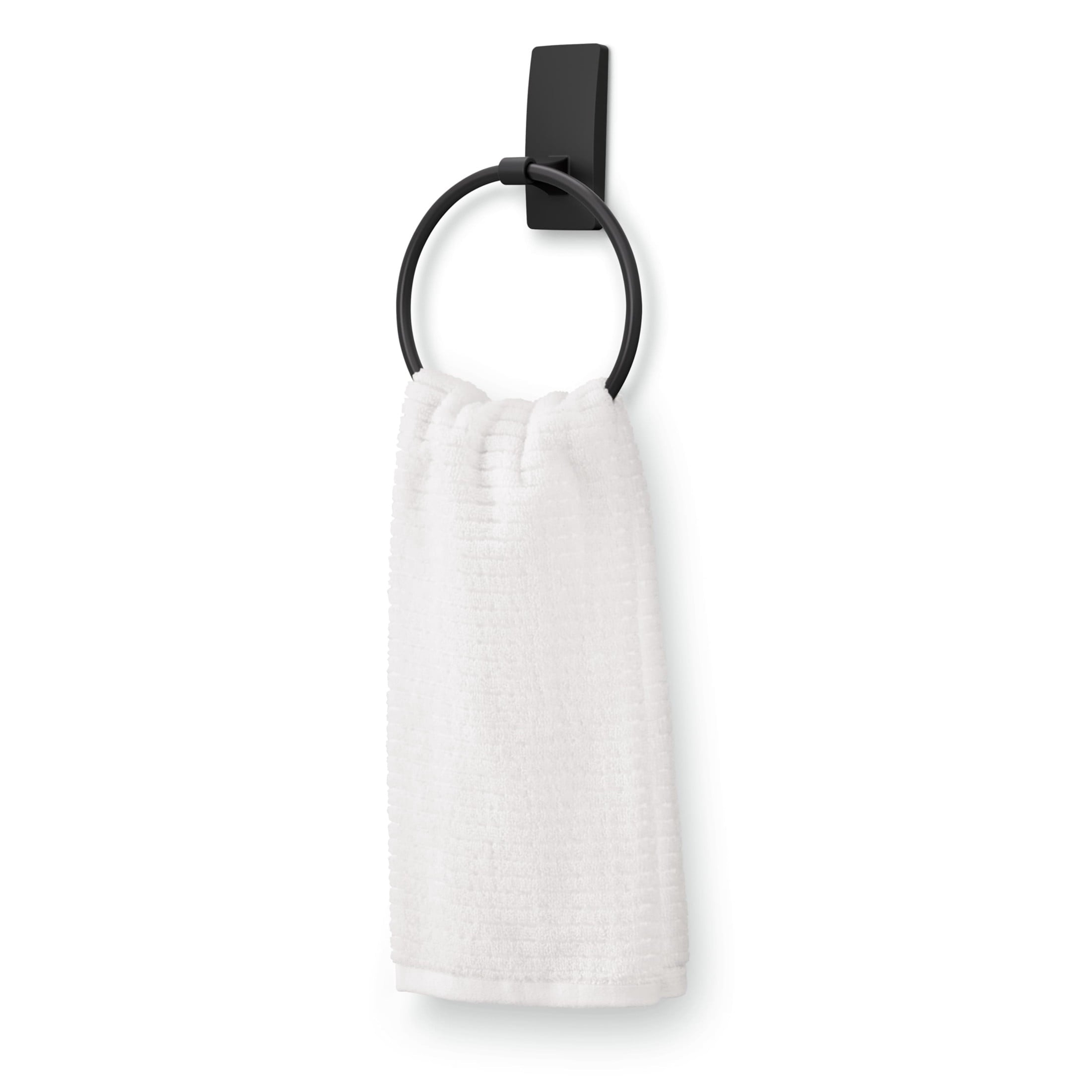 Black Towel Ring, 1 Towel Ring, Holds 5 lbs, 2 Strips, Adhesive Mount - Image 5