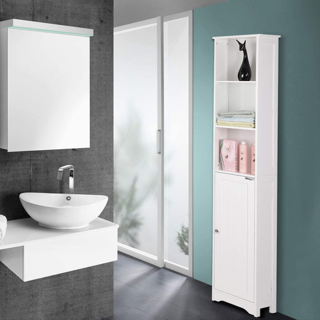 Ktaxon 67" H Bathroom Cabinet 5-Tier, Slim Narrow Storage Tower for Living Room, Kitchen, White - Image 4