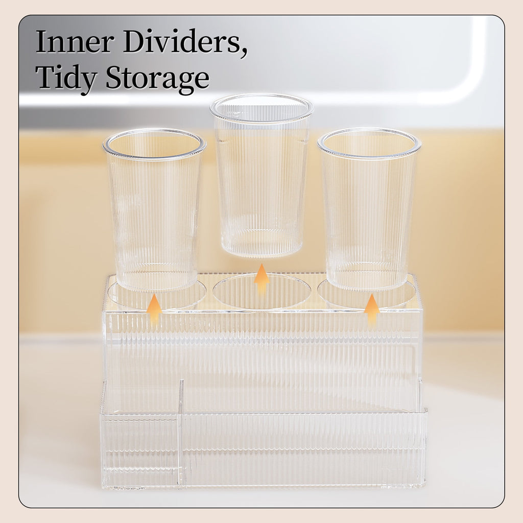 Organizer, Acrylic Dryer Holder, Bathroom Countertop Storage Box, Clear Vanity Organizer for Curling Iron and Makeup ... - Image 3