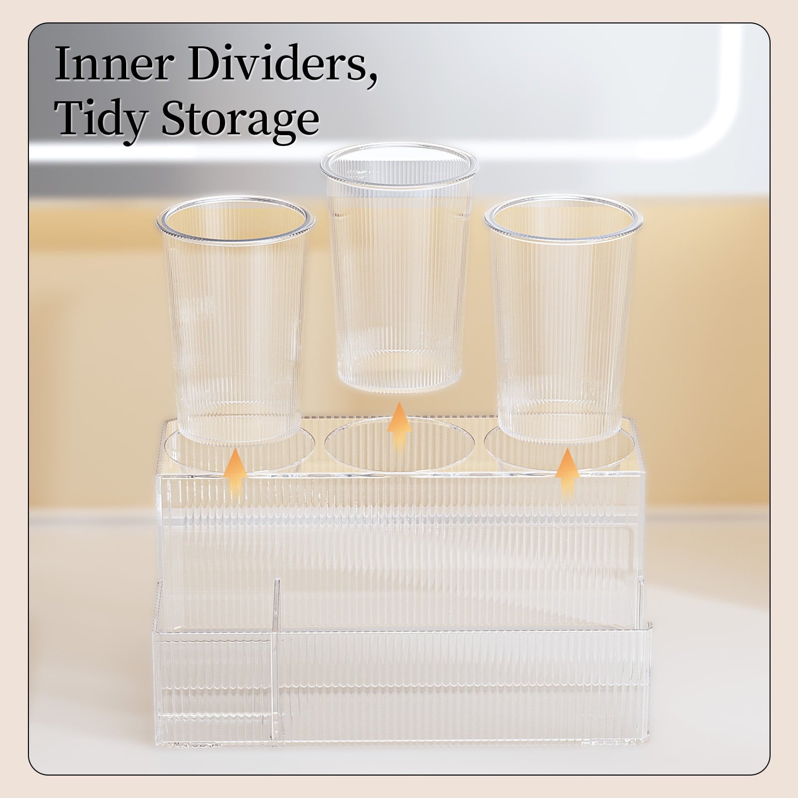 Organizer, Acrylic Dryer Holder, Bathroom Countertop Storage Box, Clear Vanity Organizer for Curling Iron and Makeup ... - Image 3