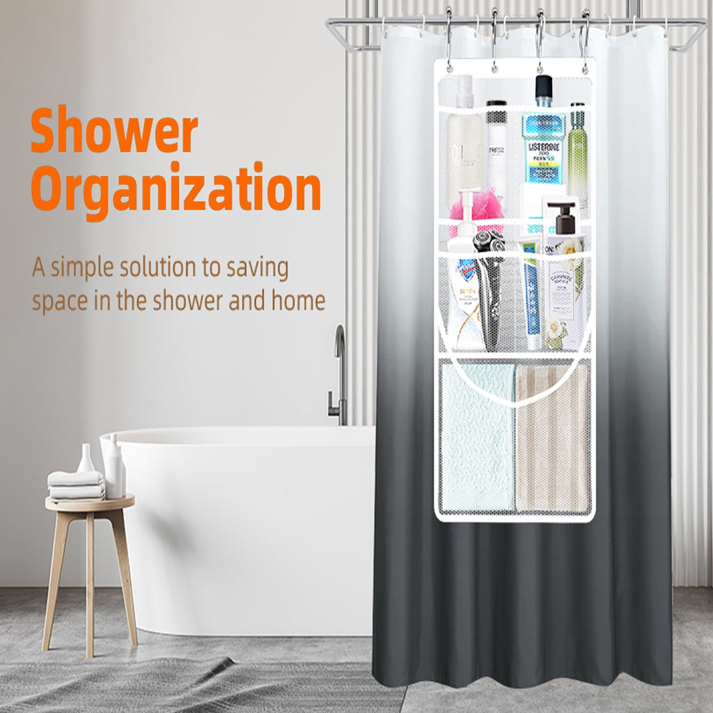EMLTHORY 2Ppack Mesh Shower Caddy Hanging Organizer,Shower Curtain Liner Pockets Hanging Shower Organizer with Pockets Quick Dry Cruise RV C - Image 3