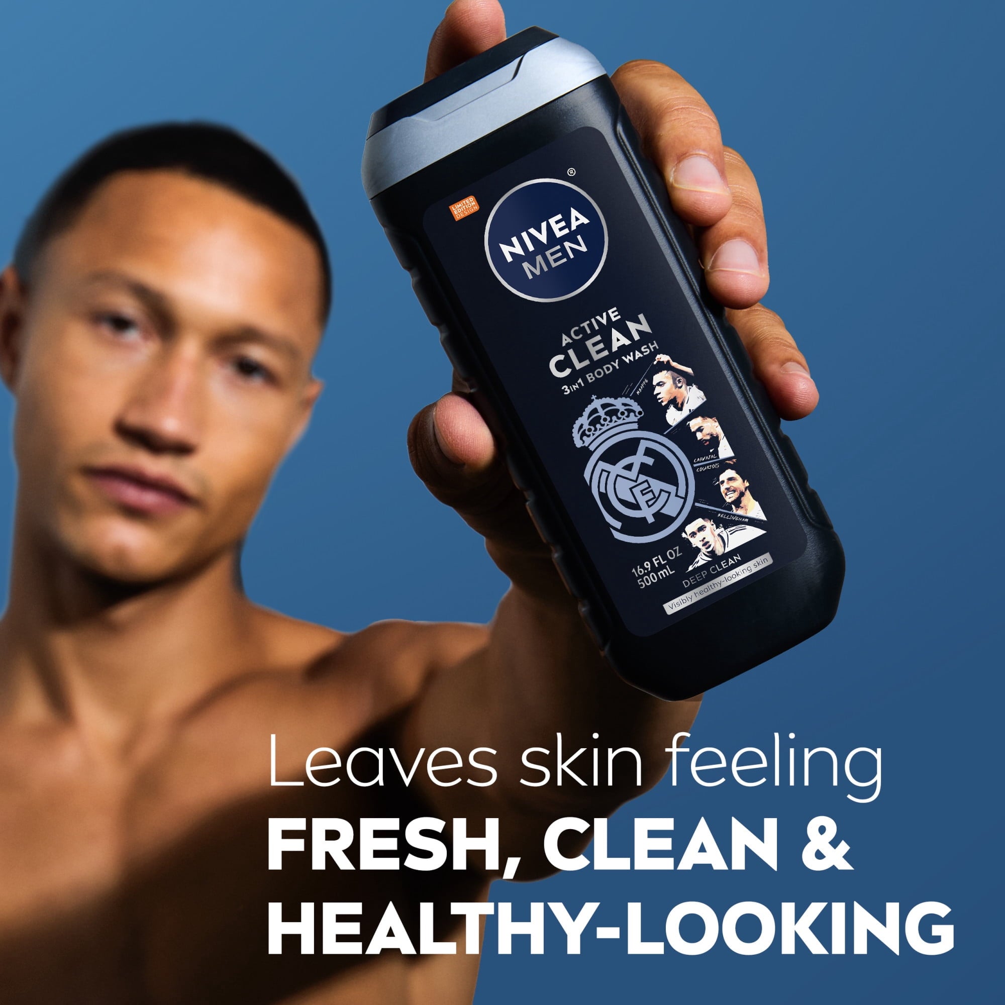 Real Madrid Limited Edition Design Active Clean 3-in-1 's Body Wash with Charcoal, Vanilla Bourbon Scent, 16.9 fl oz - Image 4