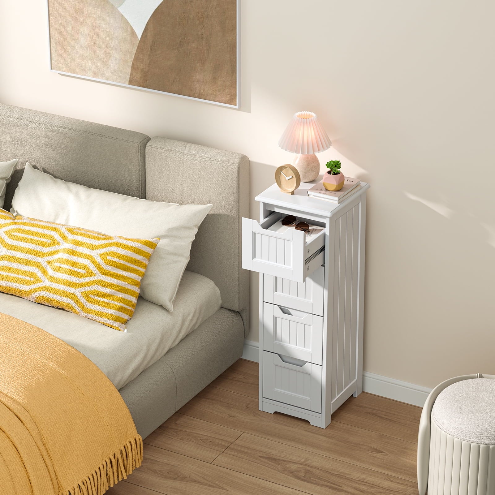 33" Small Bathroom Floor with 4 Drawers, White - Image 5
