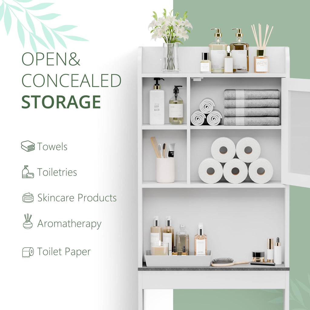 HomGarden Over The Toilet Storage Bathroom Cabinet Adjustable Organizer 7.3-in Width, White - Image 2