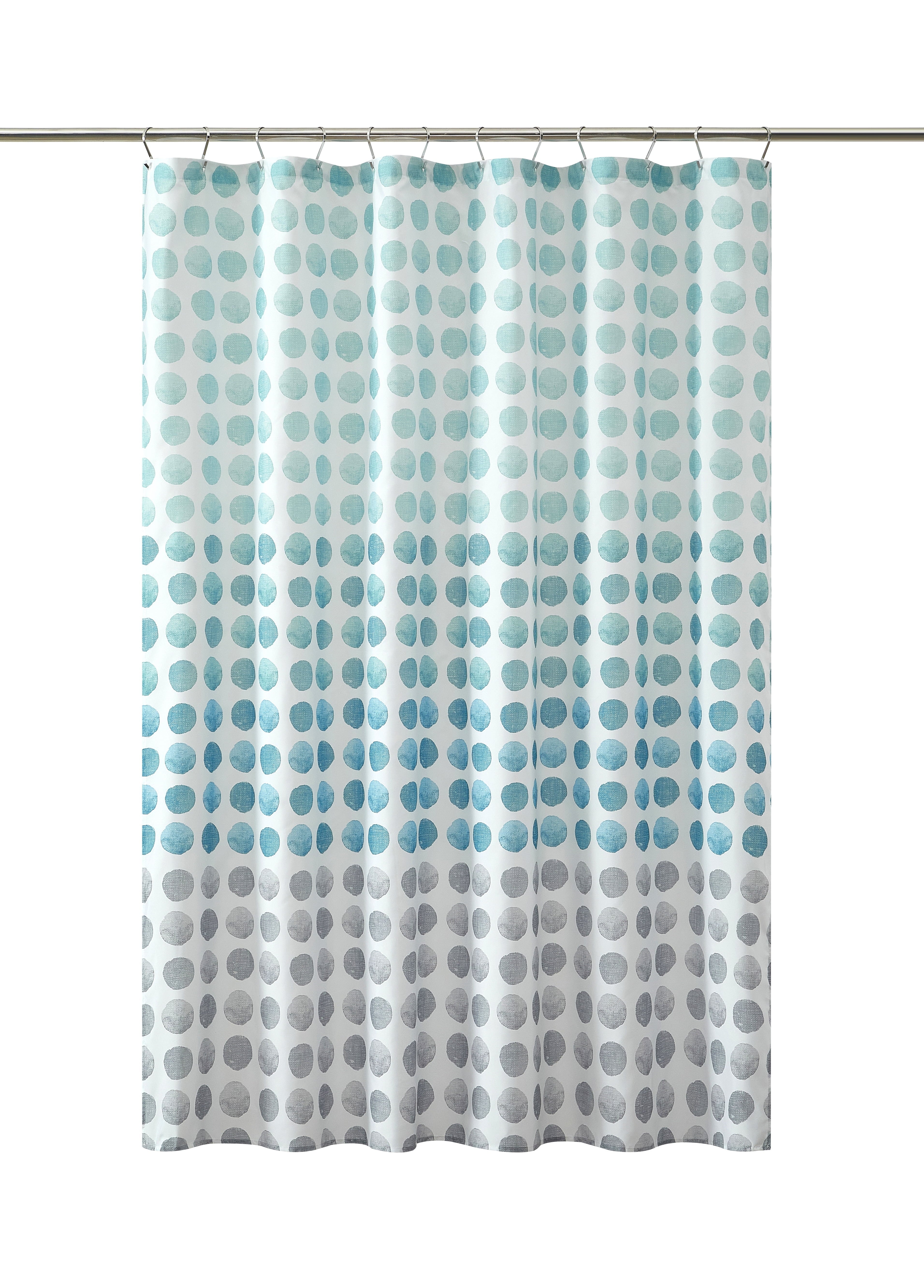 15-Piece Blue Dots Bathroom Set – Shower Curtain, Bath Rugs & Hooks, Modern Washable Design - Image 3
