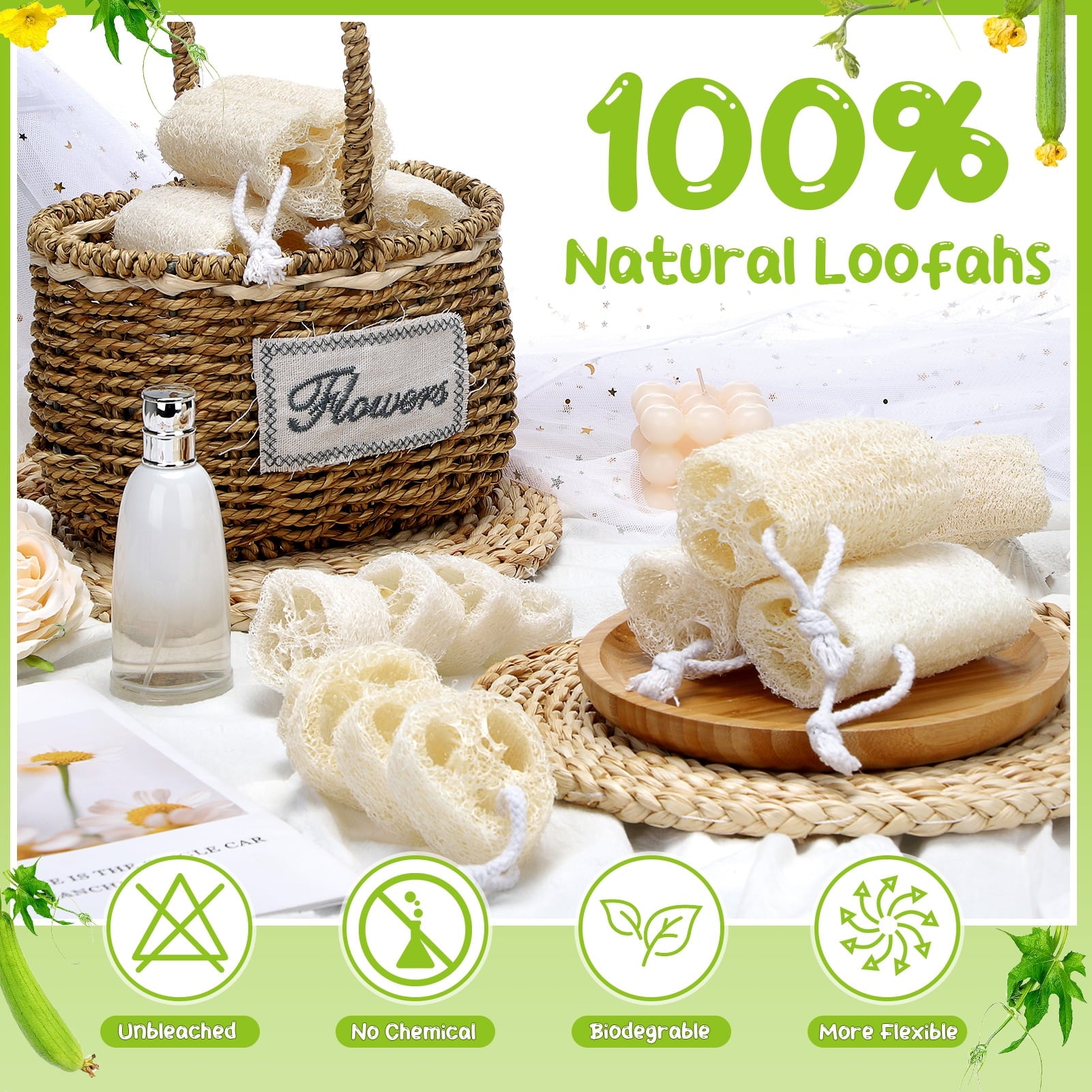 9 Pack Natural Loofah Sponge, Unbleached, 3.9x2.36 in Natural Loofah Exfoliating Bath Scrubber for Adults, Men and Wo... - Image 6