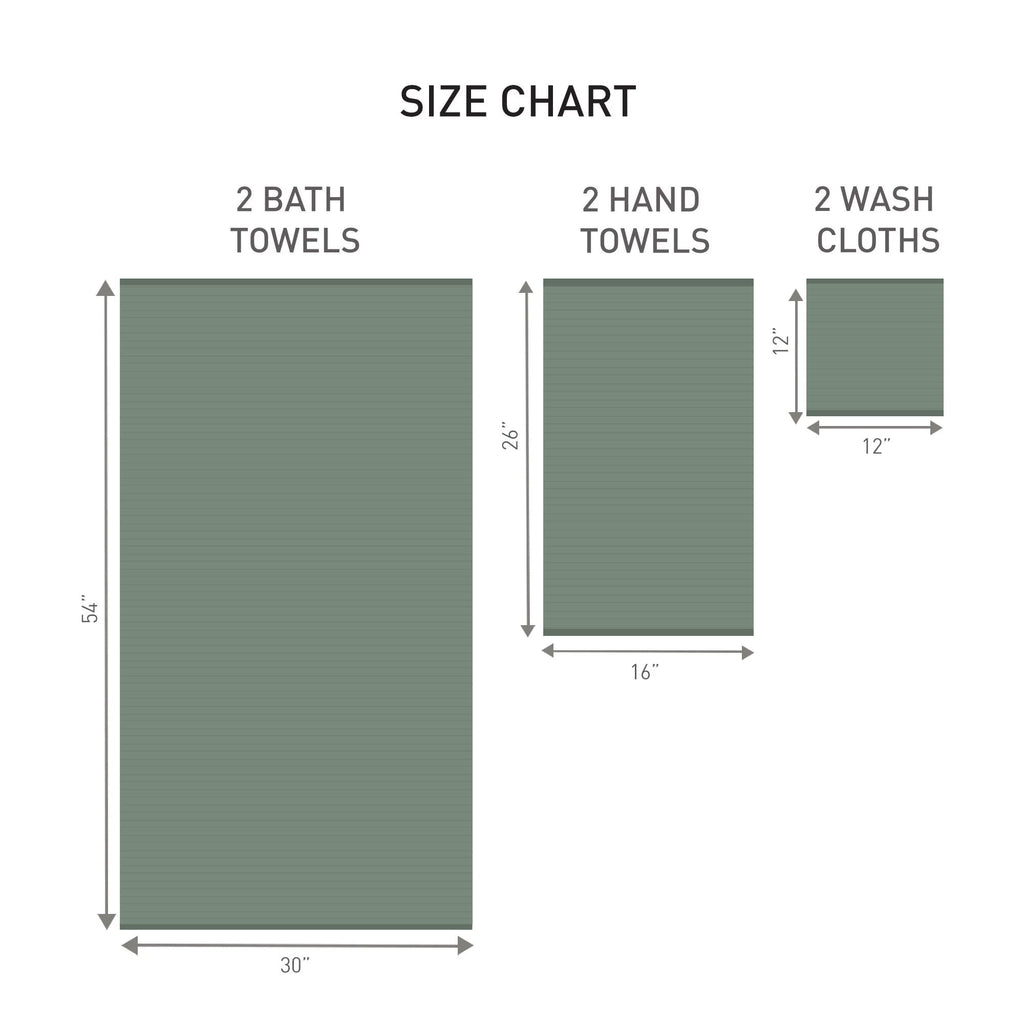 PowerLoft 6 Piece Bath Towel Set, Green Ash Textured Stripe - Image 3