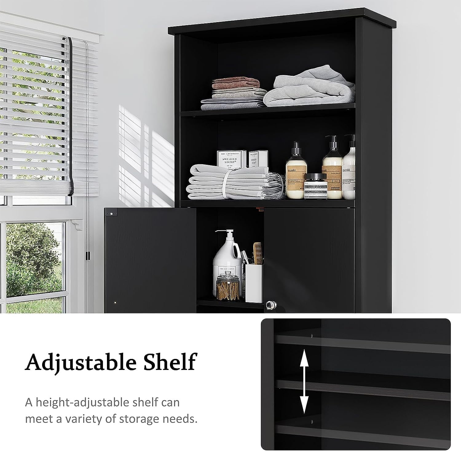 The Toilet Storage Cabinet for Bathroom, Storage Organizer Toilet, Space Saver W/Adjustable Shelf & Open Storage Shel... - Image 6
