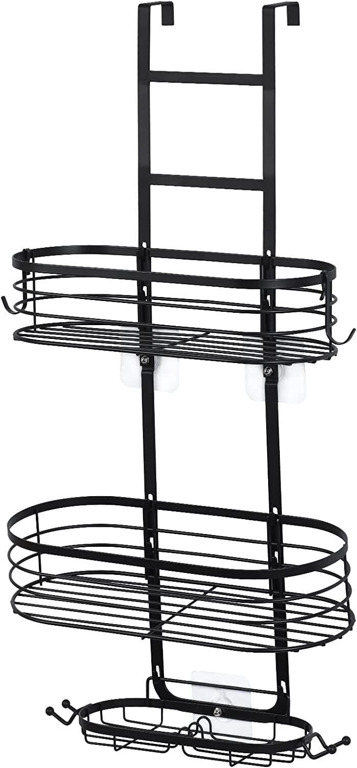 3-Shelf Metal Hanging Bathroom Shower Caddy, Black - Image 2