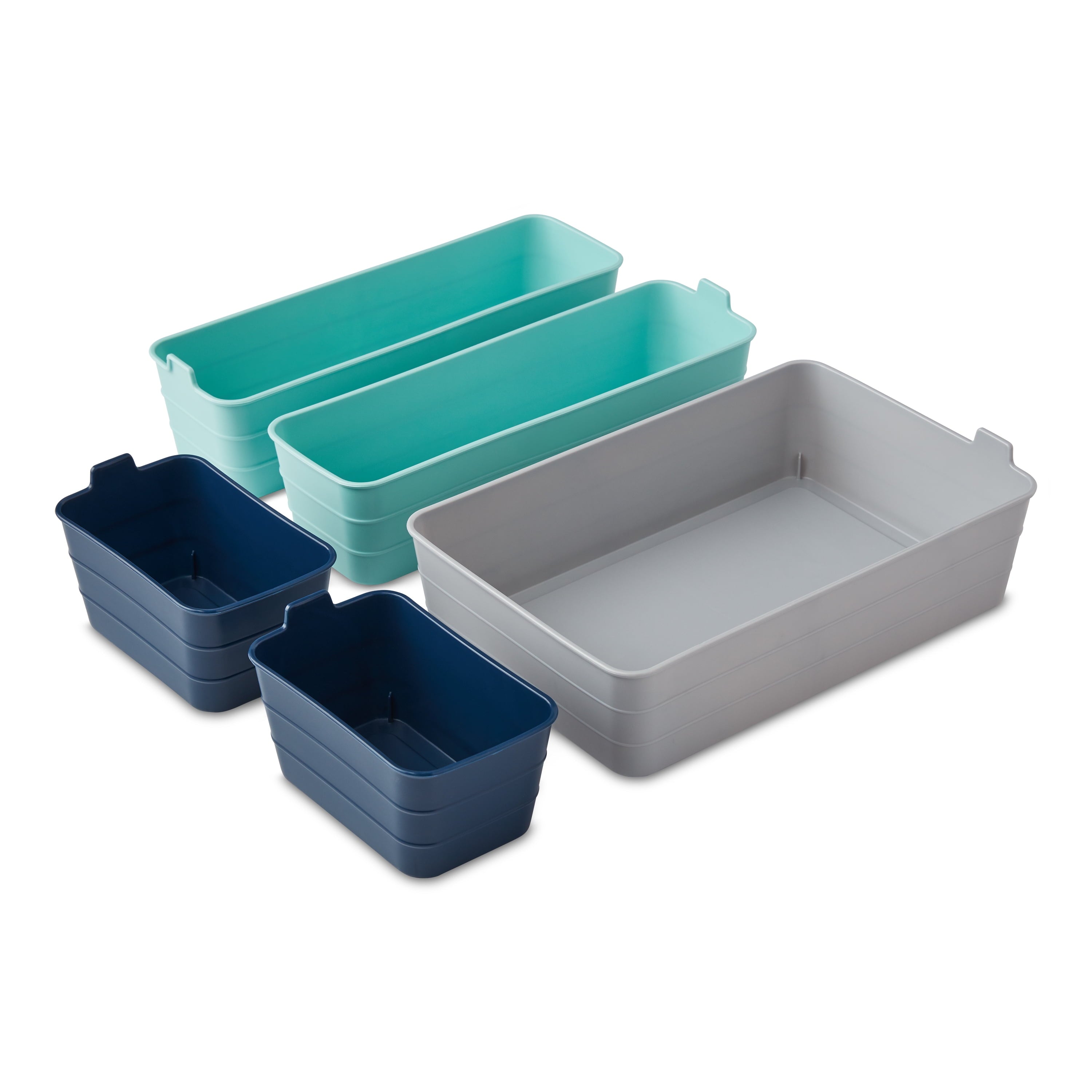5-Piece Plastic Drawer Organizer Storage Bin Set, Kitchen Drawer, Desk Drawer and Bathroom Drawer Organizer Trays, As... - Image 3