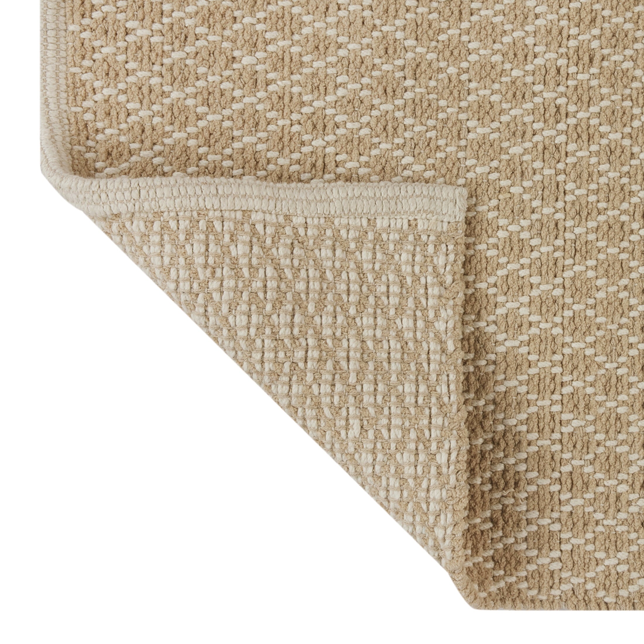 Cotton Diamond Bath Rug Set, Beige, 2 Piece, 17" x 24" & 20" x 30" - Image 4
