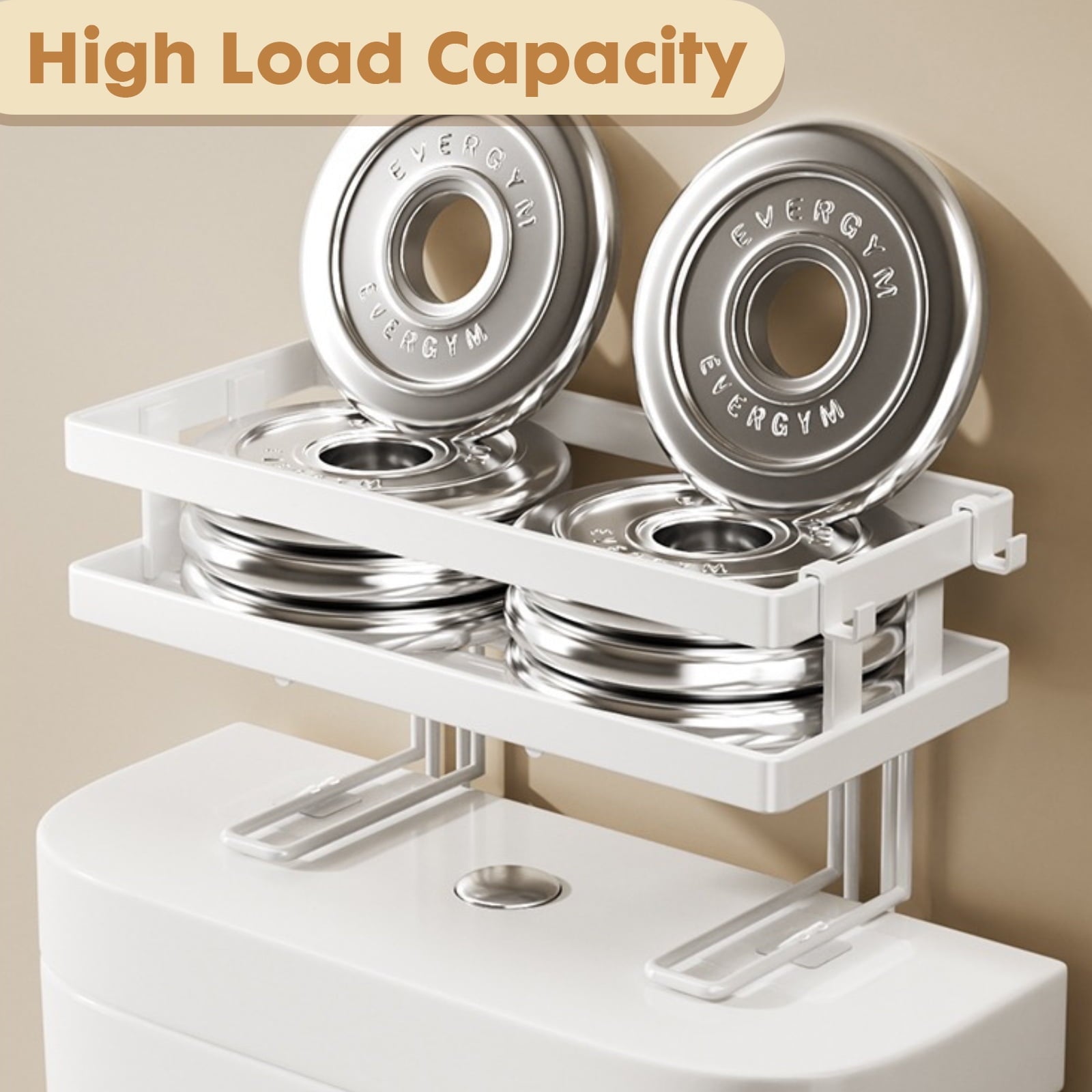 the Toilet Storage Shelf, Freestanding Bathroom Shower Caddy Organizer Behind Toilet Stand Shelves Towel Rack, White - Image 4
