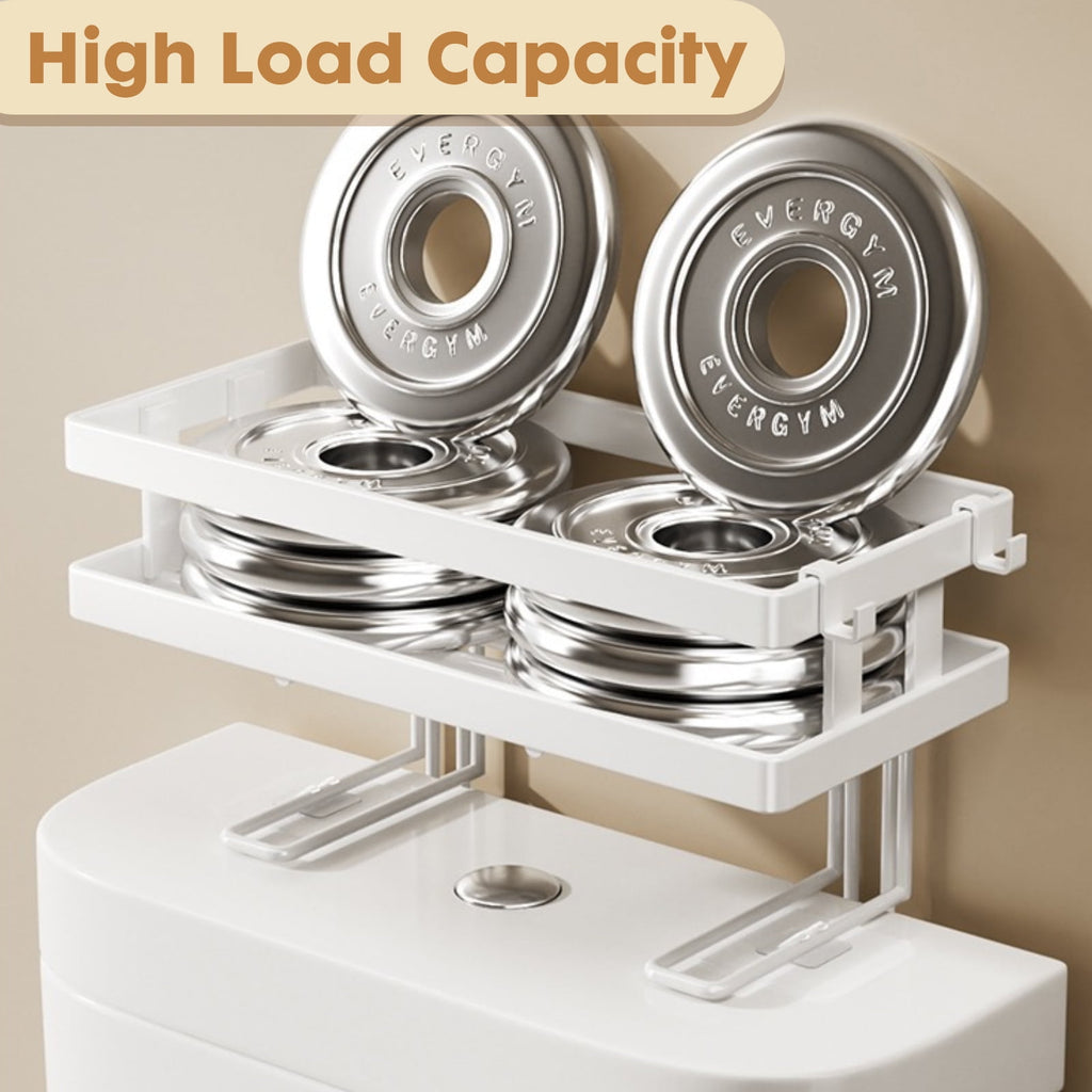 the Toilet Storage Shelf, Freestanding Bathroom Shower Caddy Organizer Behind Toilet Stand Shelves Towel Rack, White - Image 4