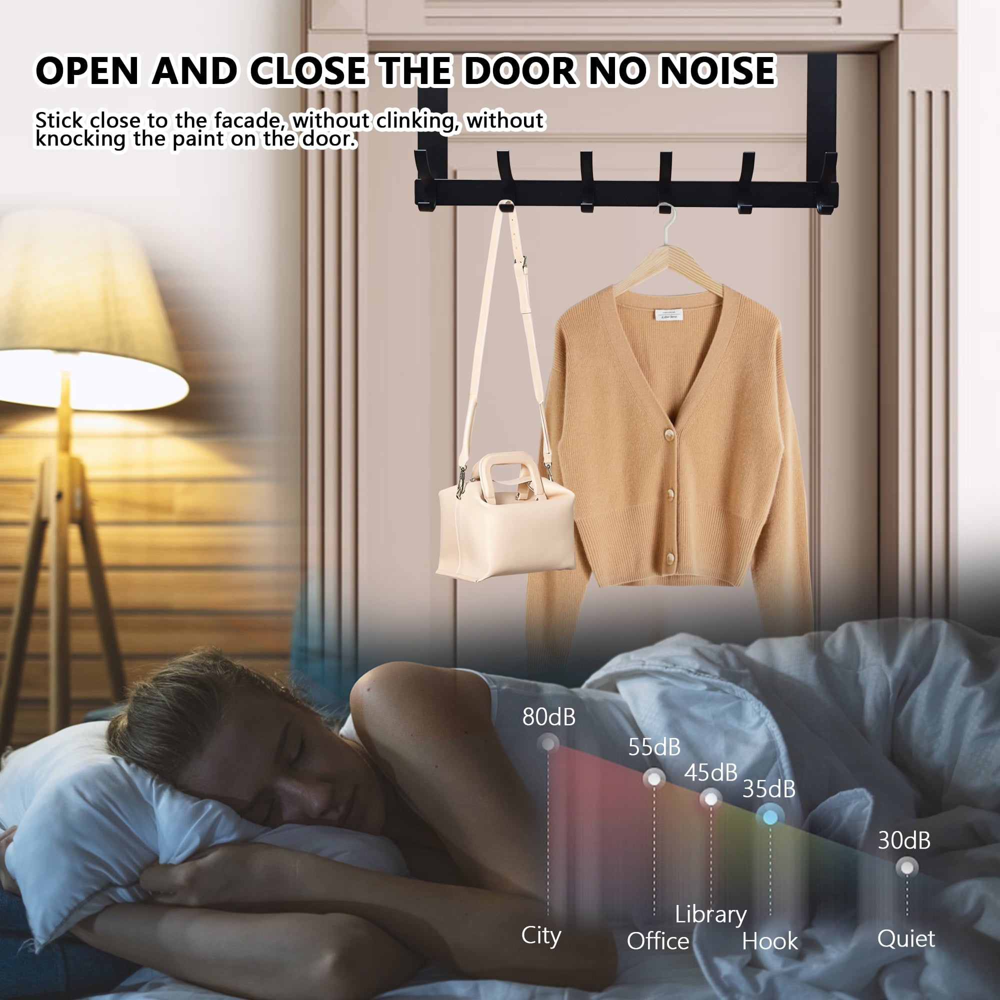 The Door Hook, Door Towel Rack with 6-Dual Coat Hooks,Door Hanger,Door Coat Hanger, The Door Coat Rack,Door Hooks for... - Image 5