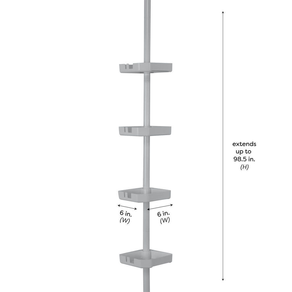 Bath Bliss 4 Tier Corner Shower Organizer Caddy in Grey - Image 4