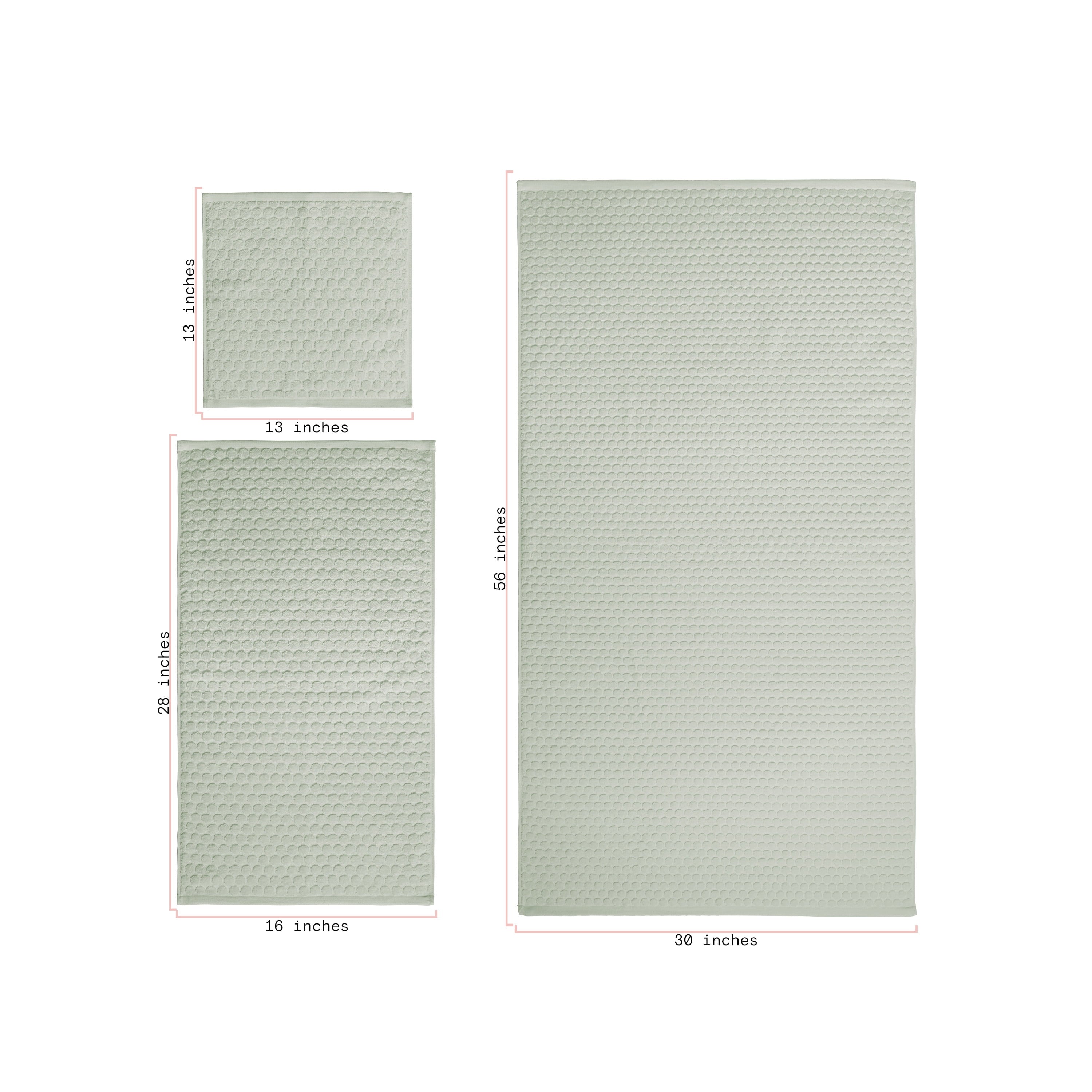6-Piece Dot Bath Towel Set, Soft 100% Cotton, Sage Green - Image 5