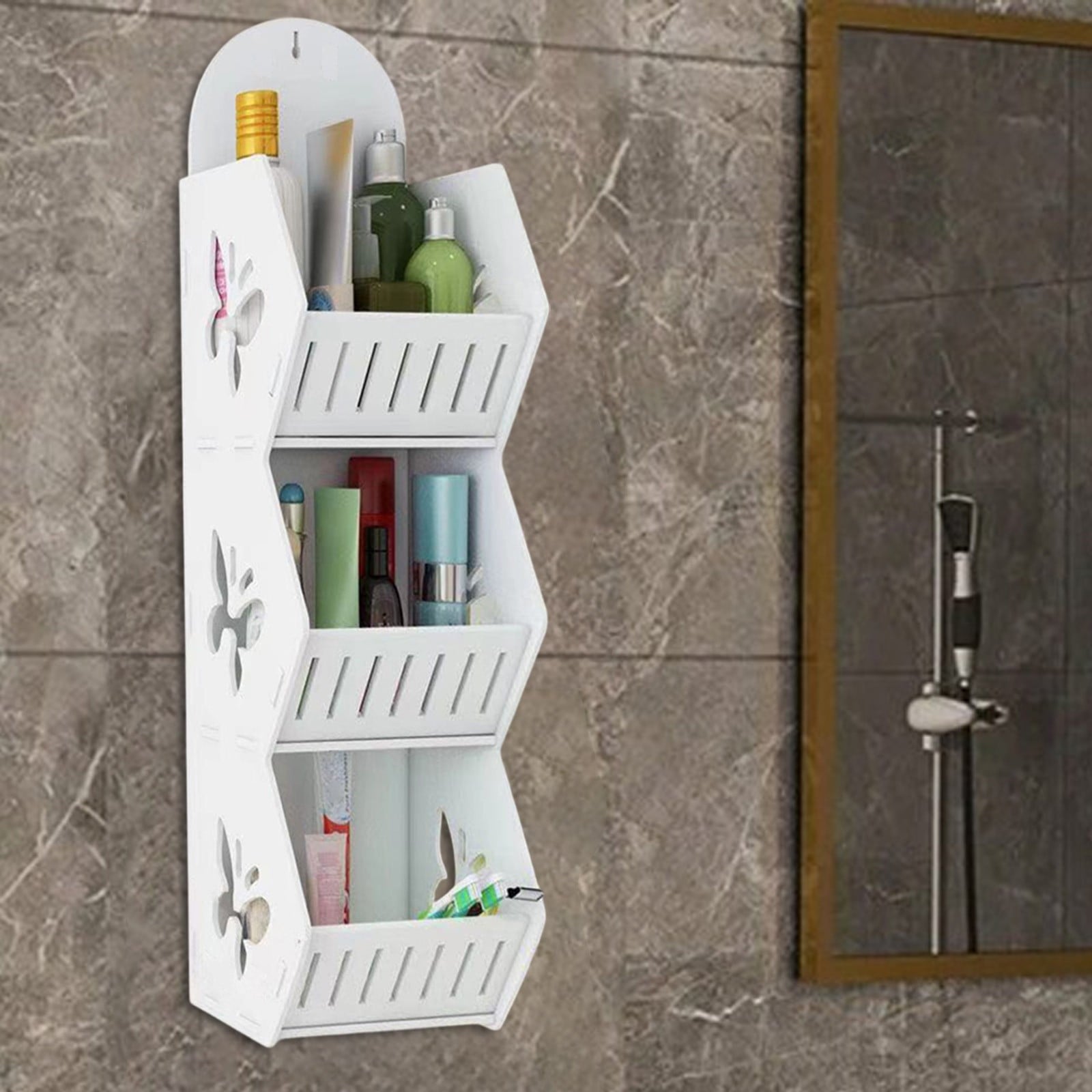 Bathroom Shelves Organizers and Storage - 3-Tier Wall Mounted No Drilling Adhesive Shelf Rack for Vanity | Toilet, Sh... - Image 6
