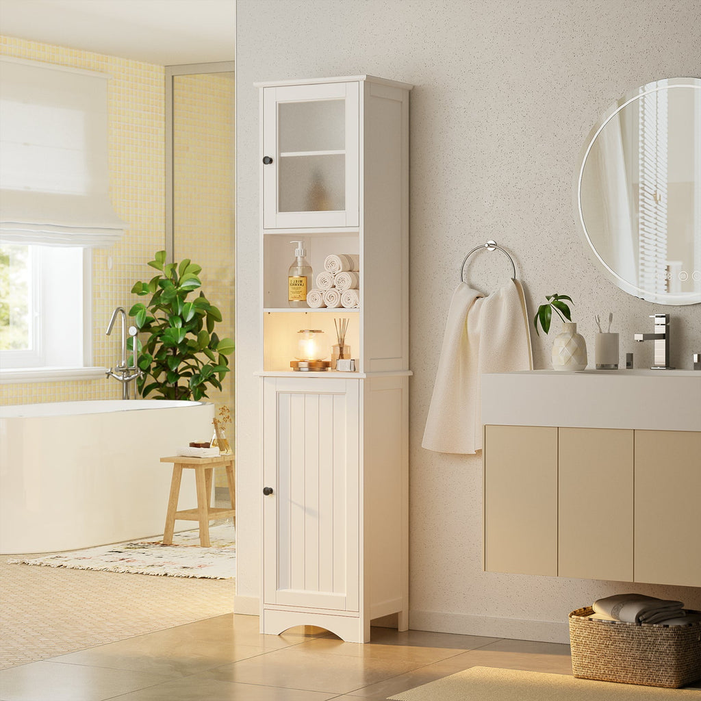 Aiho 67.1" H Bathroom Storage Cabinet, Narrow Tall Linen Tower with Adjustable Shelves & 2 Doors, Freestanding Cabinet for Bathroom, Living - Image 2