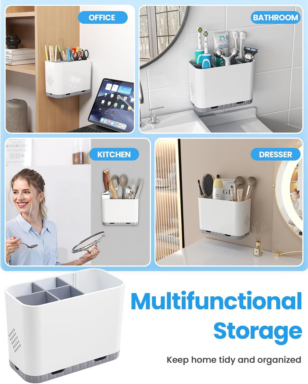 for Bathroom Countertop & Wall Mount - Detachable 5-Slot Electric Storage, Hygienic Toothpaste Caddy with Removable D... - Image 3