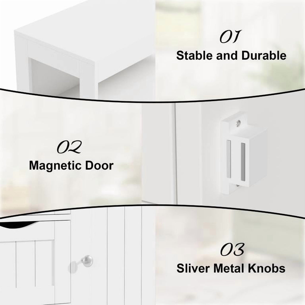 Lacoo Bathroom Cabinet Wooden Storage Organizer with 1 Door, 3 Drawers & Adjustable Shelf Storage Cabinet for Kitchen Living Room Bathroom, - Image 6