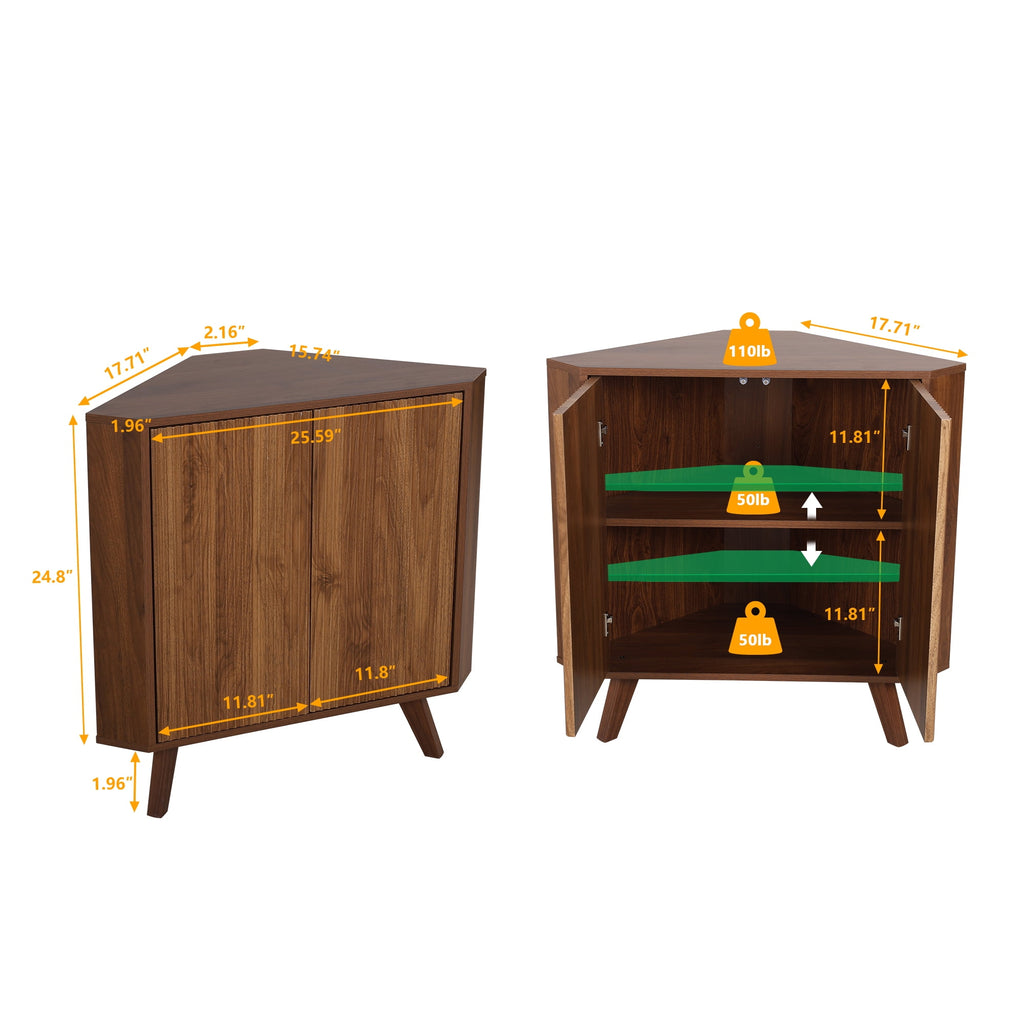 Storage Cabinet with 2 Doors for Bathroom, Floor Storage Cabinet, Freestanding Cabinet , Brown - Image 2