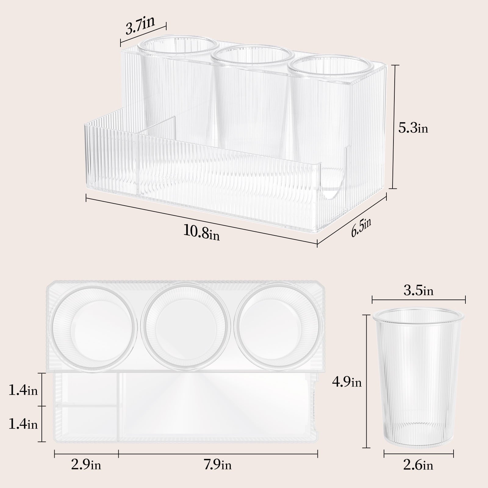 Organizer, Acrylic Dryer Holder, Bathroom Countertop Storage Box, Clear Vanity Organizer for Curling Iron and Makeup ... - Image 5