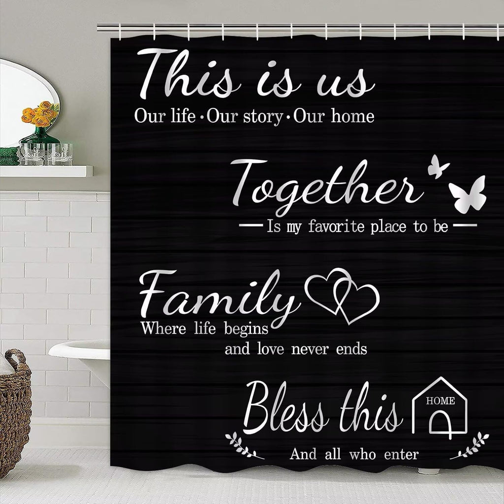 Set Black Home Bathroom Set with and Rugs and Accessories Bathroom Decor with 12 Hooks - Image 5