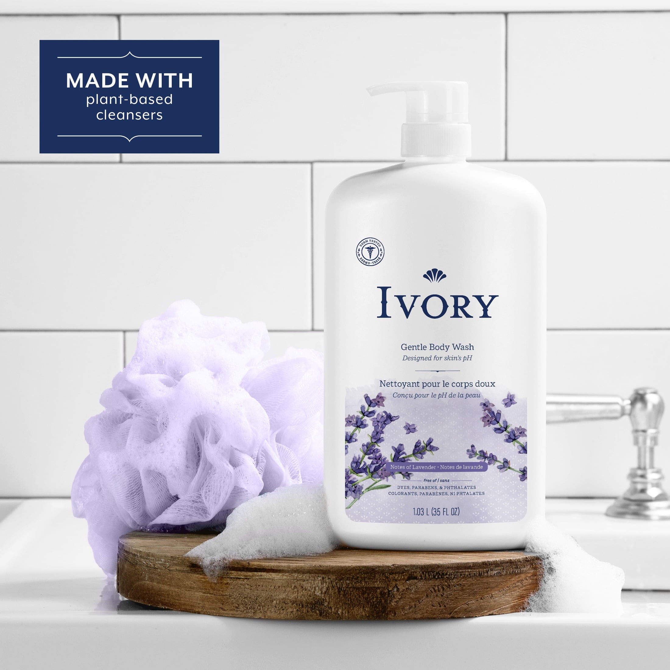 Ivory Mild Gentle Body Wash, Lavender Scent, for All Skin Types, 35 fl oz - Image 2
