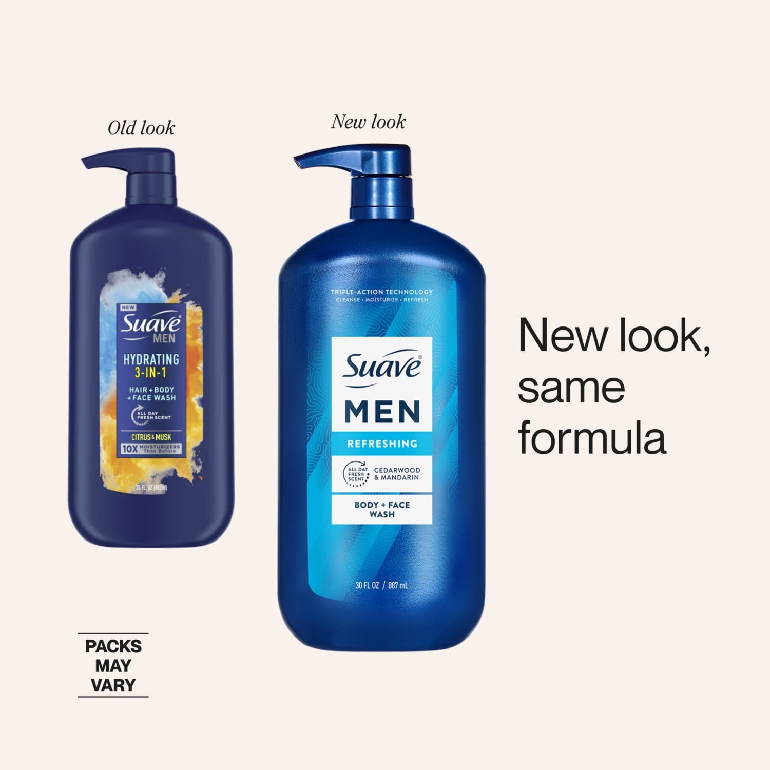 Suave Men Refreshing 2-in-1 Body & Face Wash with Glycerin & Vitamin E, 30 FL OZ - Image 4