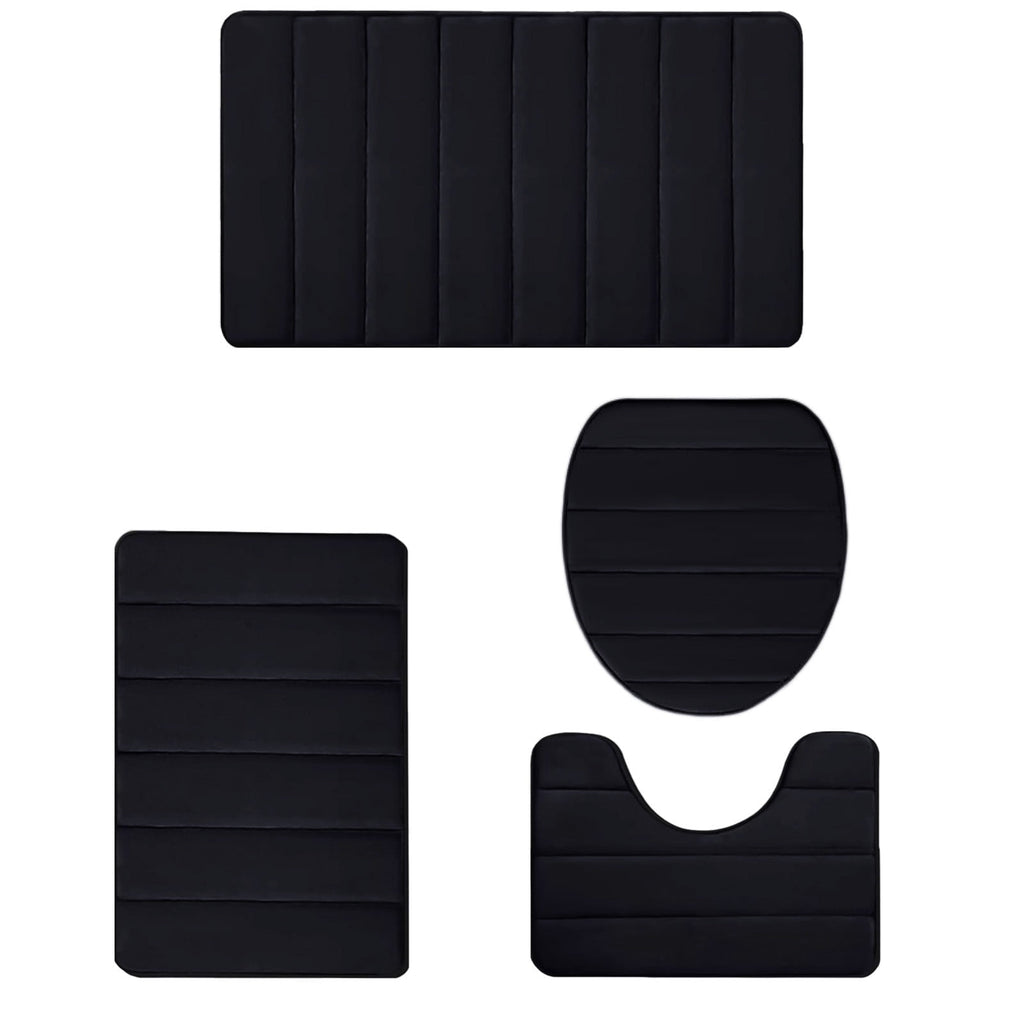 4 Piece Bathroom Rugs Bath Mat Set, Memory Foam Bath Mats for Bathroom, Bathroom Rug Set - Dries Quickly, Non-Slip,Th... - Image 2