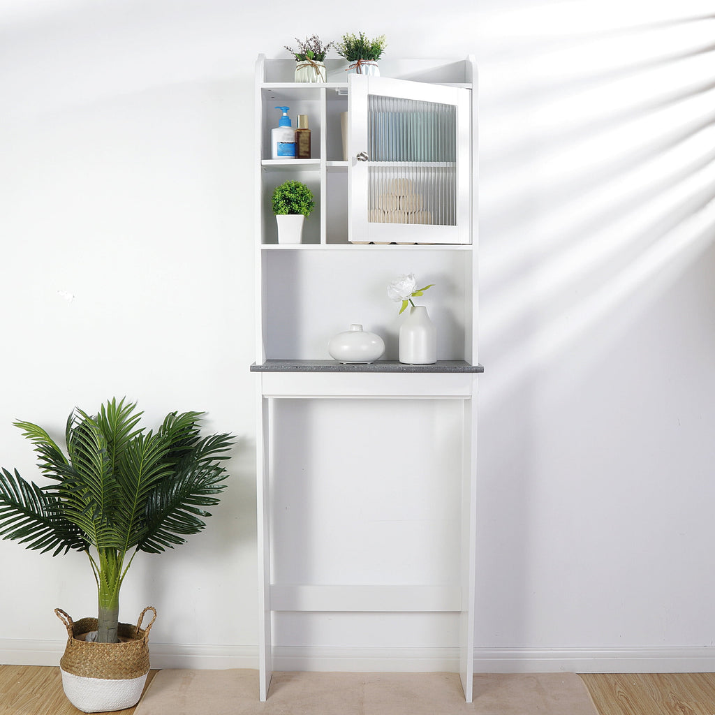 HomGarden Over The Toilet Storage Bathroom Cabinet Adjustable Organizer 7.3-in Width, White - Image 6