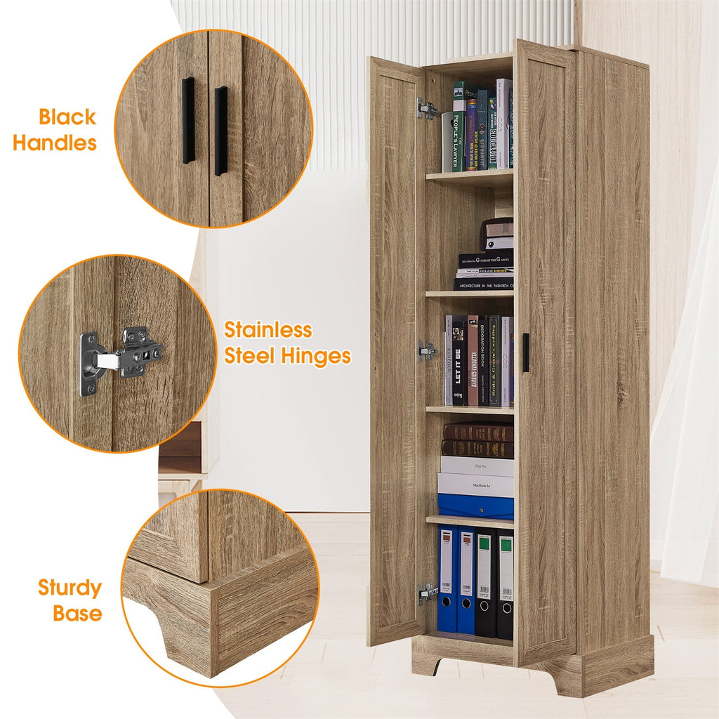 70" Cabinet with Adjustable Shelf, Freestanding Wooden Bathroom Cabinet for Bathroom Living Room Brown - Image 3