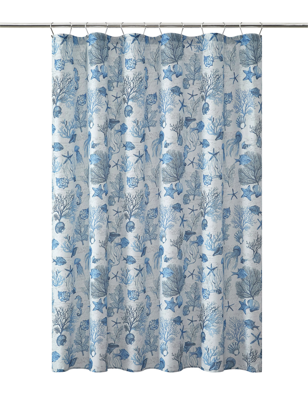 Mainstays 15-Piece Blue Coastal Bathroom Set  Beach-Inspired Shower Curtain, Bath Rugs & Hooks, Washable Ocean Decor - Image 3