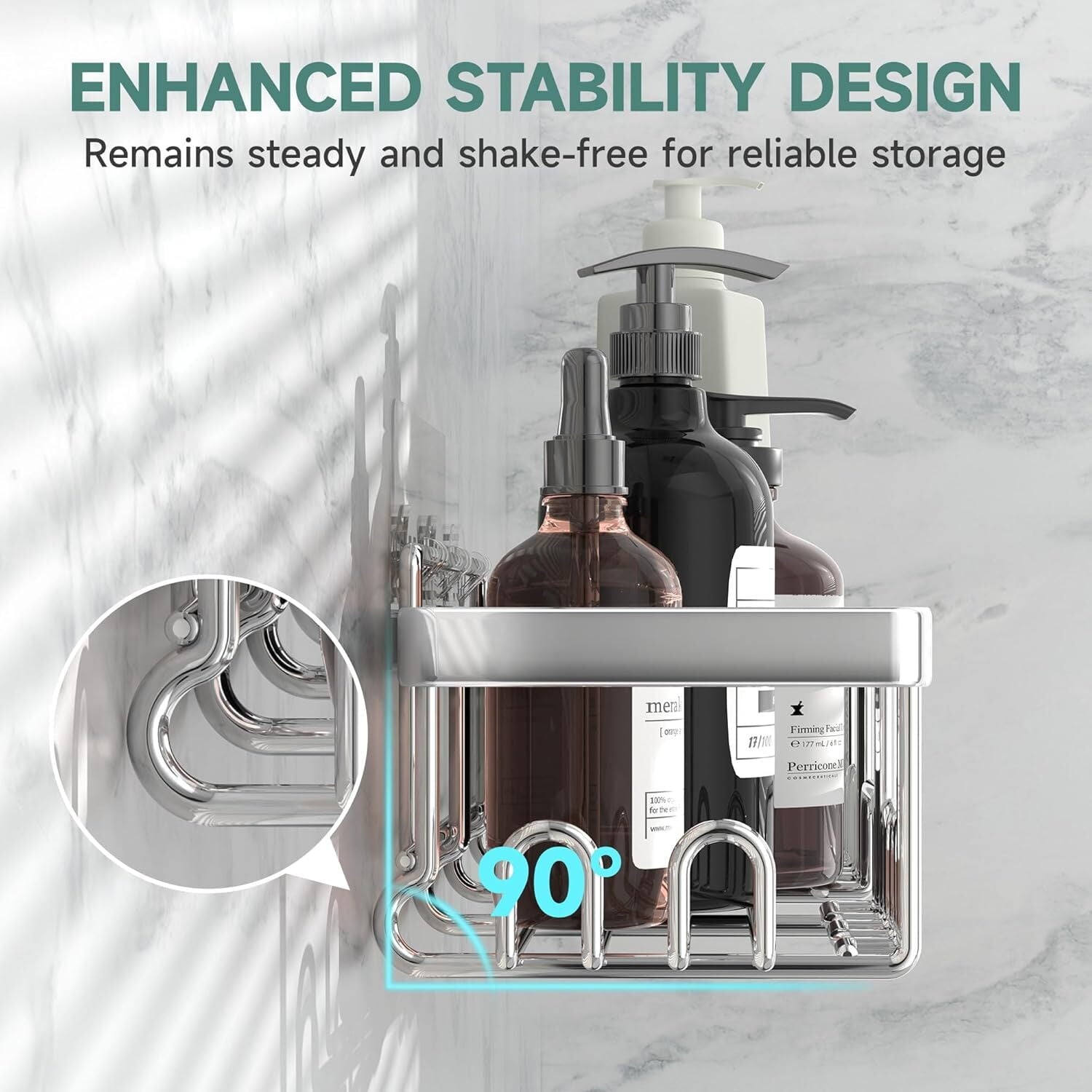 Veken Rustproof Shower Caddy 6-Pack, Ideal for Gift, Large Wall Mounted Rack, Bathroom Shelves Over Toilet, Organizer Storage Accessories wi - Image 3
