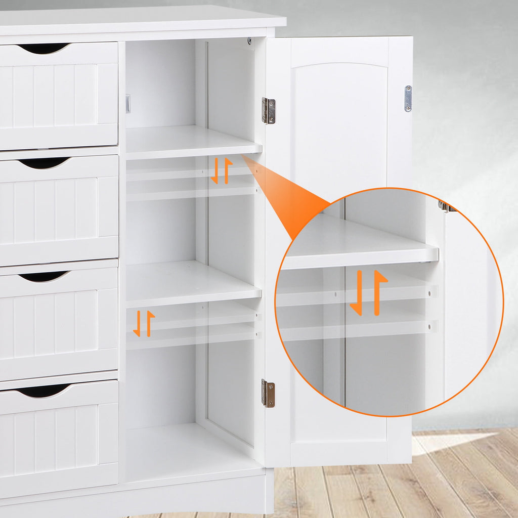 ZENY Bathroom Floor Cabinet, Freestanding Storage Cabinet with 4 Drawers and Adjustable Shelves, Modern Cupboard for Home Living Room Office - Image 6