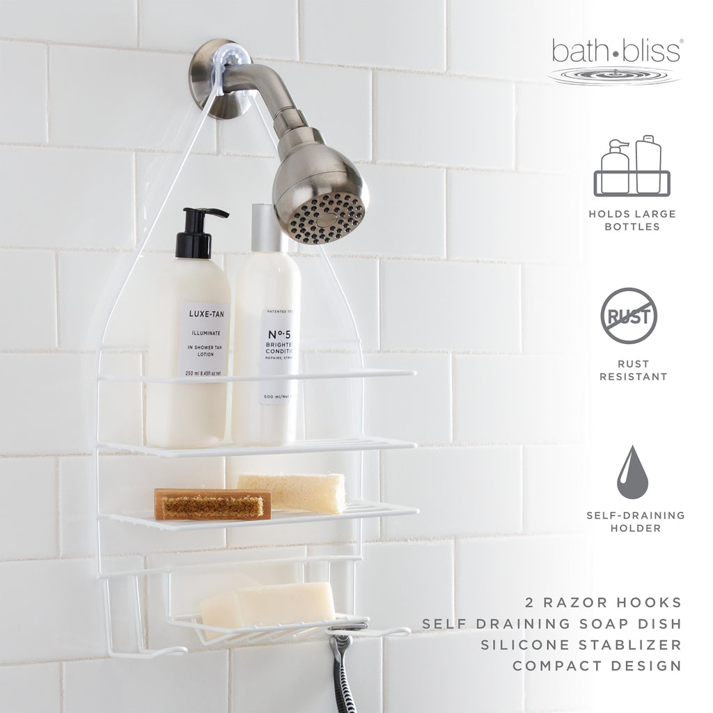 2 Shelf Hanging PE Coated Shower Caddy, White - Image 3