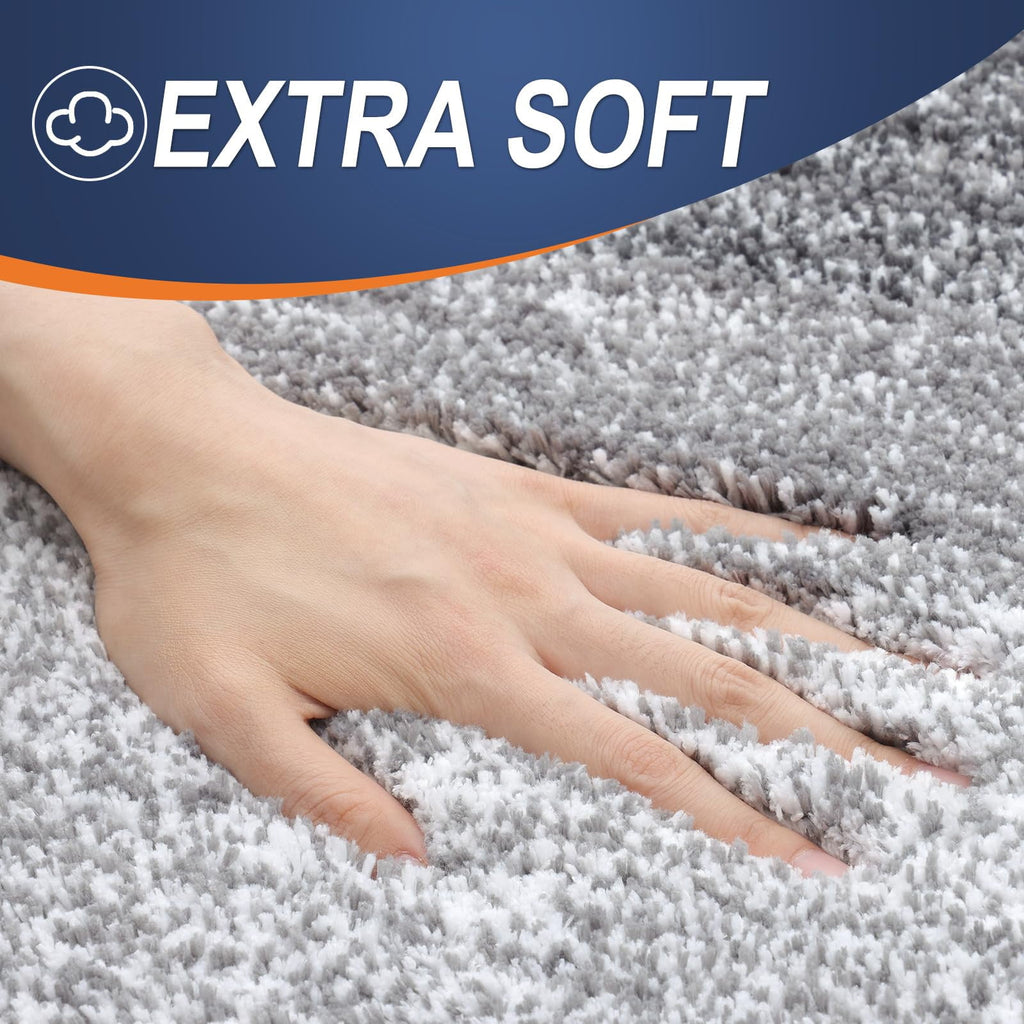 Buganda Bathroom Rugs Sets 2 Pieces, Soft Absorbent Microfiber Bath Mats, Non-Slip Machine Washable Bath Carpets (30"x20"+24"x16", Grey) - Image 3
