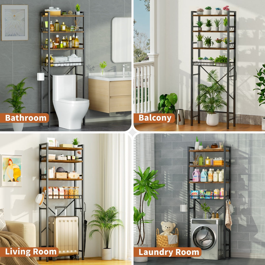 The Toilet Storage Shelf, 4-Tier Freestanding Bathroom Organizers and Storage, above Toilet Space Saver Rack with Adj... - Image 3