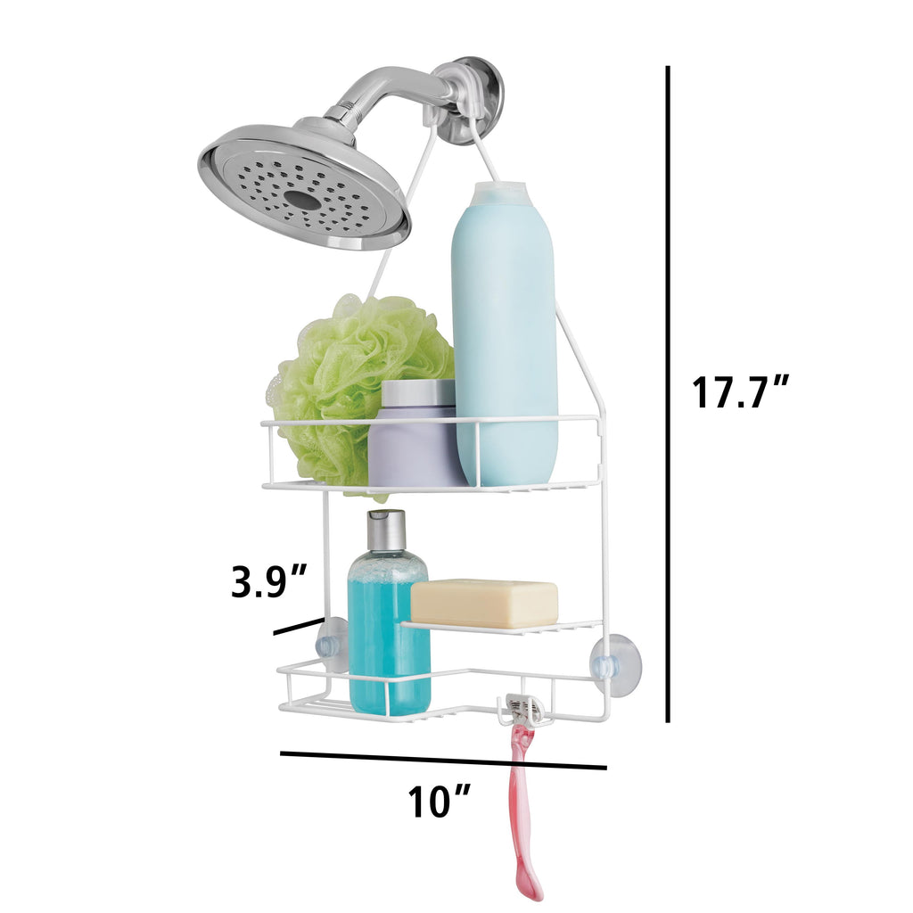 Shower Caddy with 2 Shelves and Soap Tray, White - Image 3