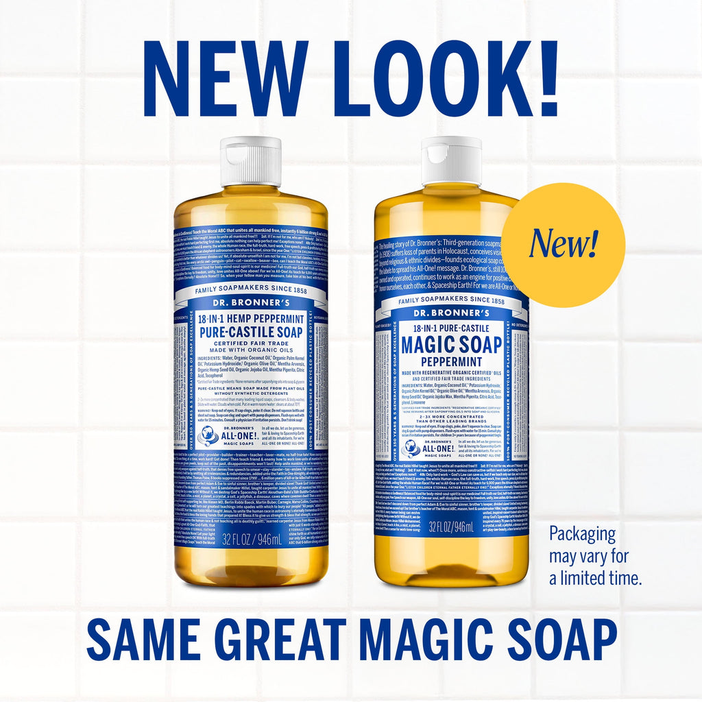 Soap - Peppermint - Pure-Castile Liquid Soap - 32 oz – for face, body wash, hands - Image 2