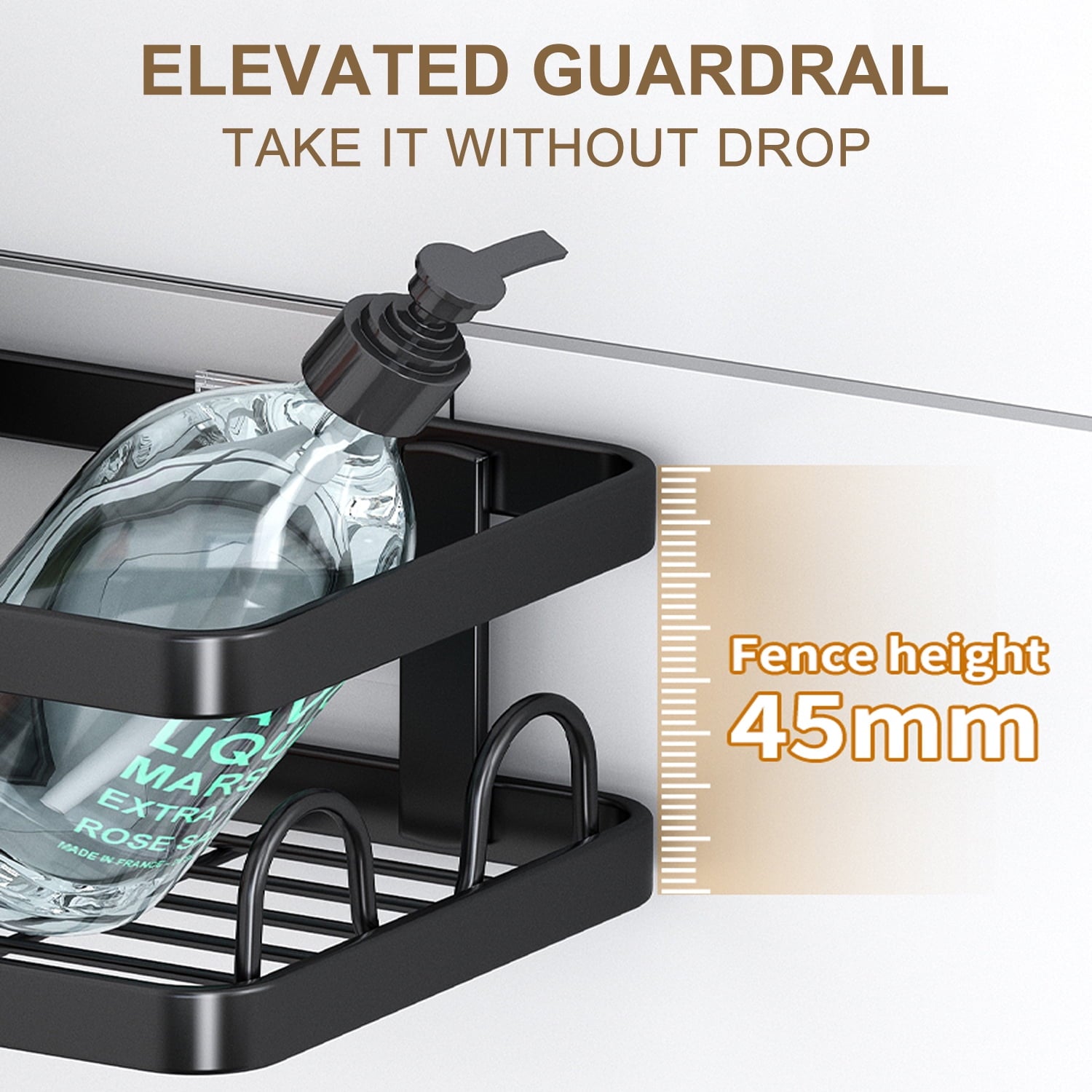 PHANCIR 5 PCS Corner Shower Caddy, No Drilling Stainless Steel Shower Storage Rack with Hooks & Toothpaste Holder for Bathroom, Black - Image 3