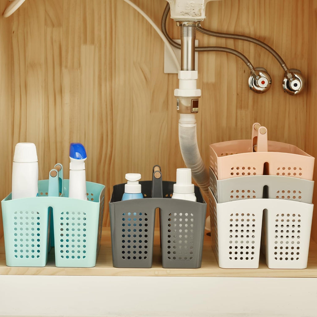 Portable Shower Caddy Basket with Compartments, Plastic Divided Cleaning Caddy Organizer Storage Tote with Handle for... - Image 5
