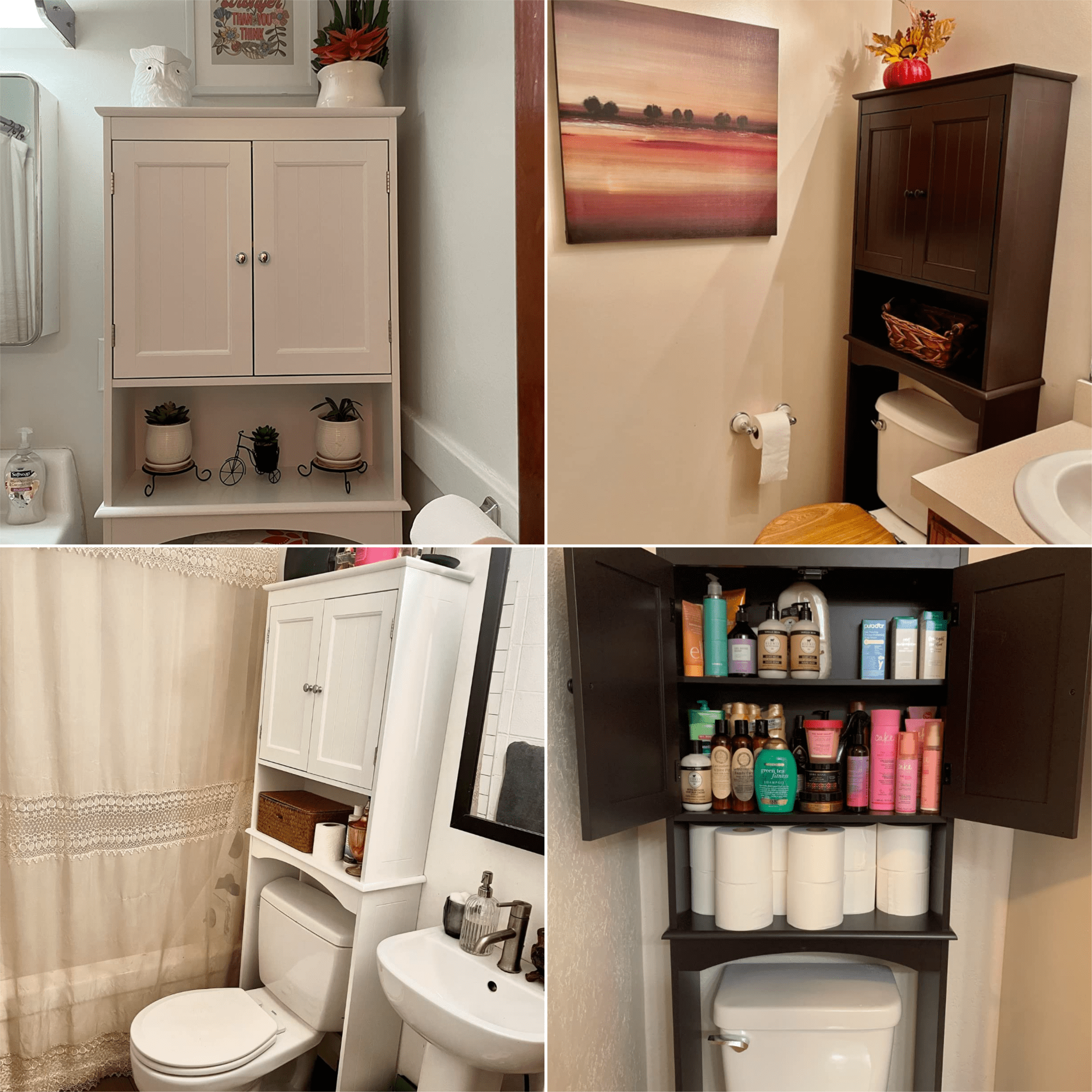 Over the Toilet Storage Cabinet, Lofka Bathroom Cabinet with Open Shlef &Doors, Anti-Tip Safety, White - Image 6
