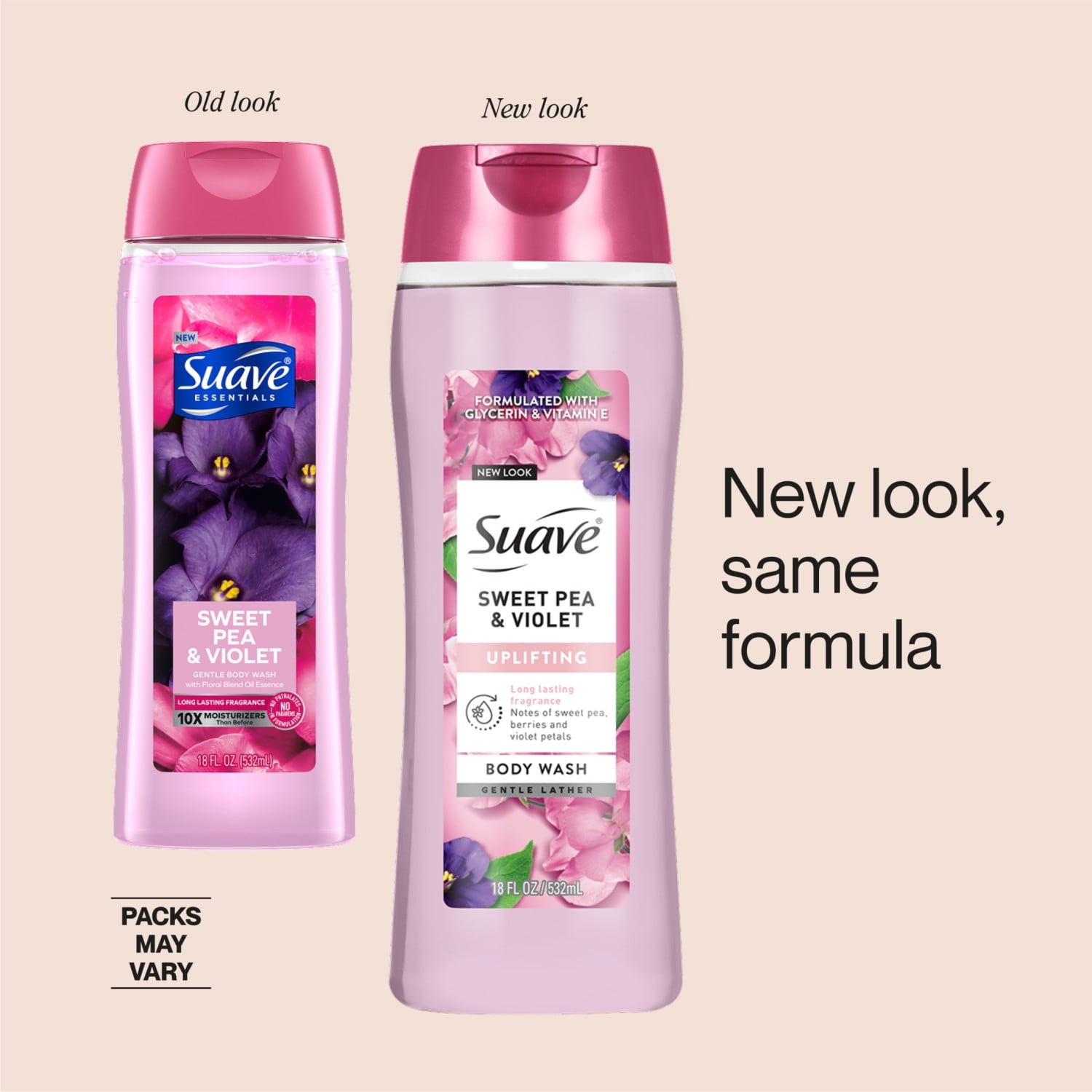 Suave Sweet Pea & Violet Moisturizing Body Wash with Glycerin & Vitamin E, 18 FL OZ - Image 3