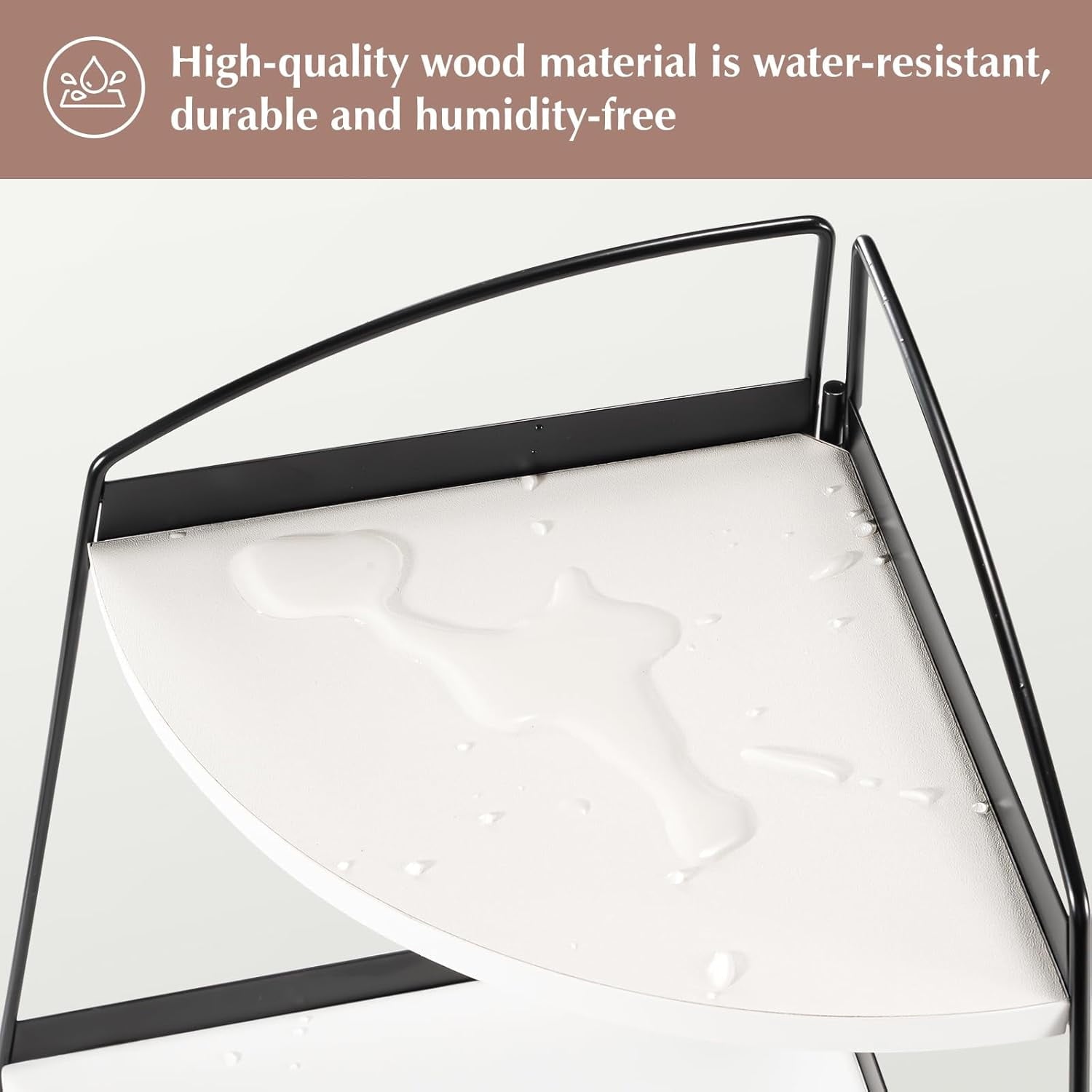 Puricon 2-Tier Wood Countertop Organizer Bathroom Sink Corner Shelf -White - Image 3