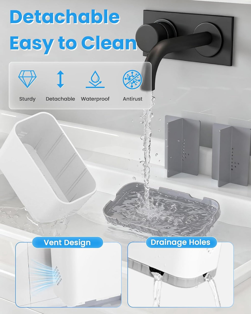 for Bathroom Countertop & Wall Mount - Detachable 5-Slot Electric Storage, Hygienic Toothpaste Caddy with Removable D... - Image 5